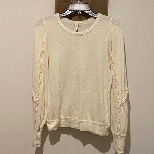 Pilcro Ivory Sweatshirt with Braided Sleeves